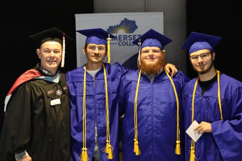 SCC Associate Professor Jeff Abner, Dominic Snyder (London Welding), Wyatt Horton (Whitley County Combination Welding), and Dominic Hearn (London Welding).