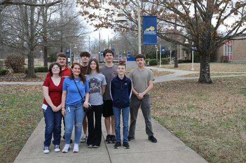 Pulaski 8th graders on the SCC Somerset Campus before STEAM sessions began.