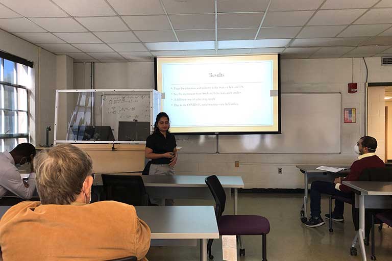 The Mobile Additive Manufacturing Platform" presentation at the 2021 Tennessee Academy of Science by Mithila Rajeshirke, PhD Student and Graduate Research Assistant at Tennessee Technological University