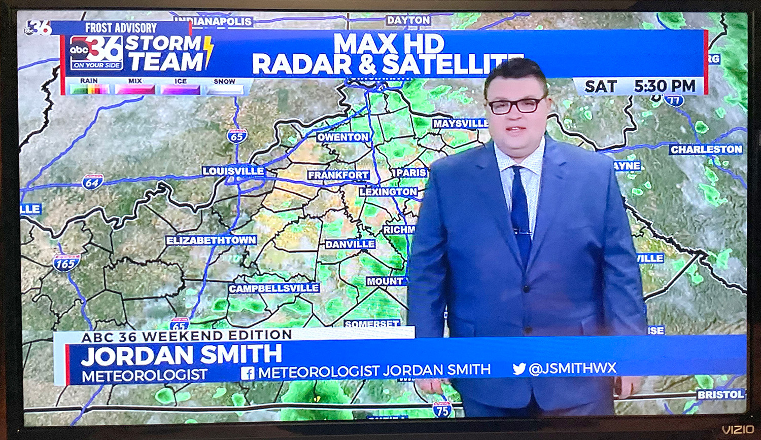 Jordan Smith sharing the weather on TV for WTVQ-TV