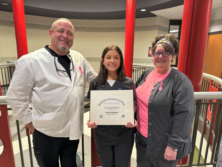 From left to right: Randall Hammock, Radiography Program Director; Ashlee Simpson; Shanda Catron, Radiography Director of Clinical Education.