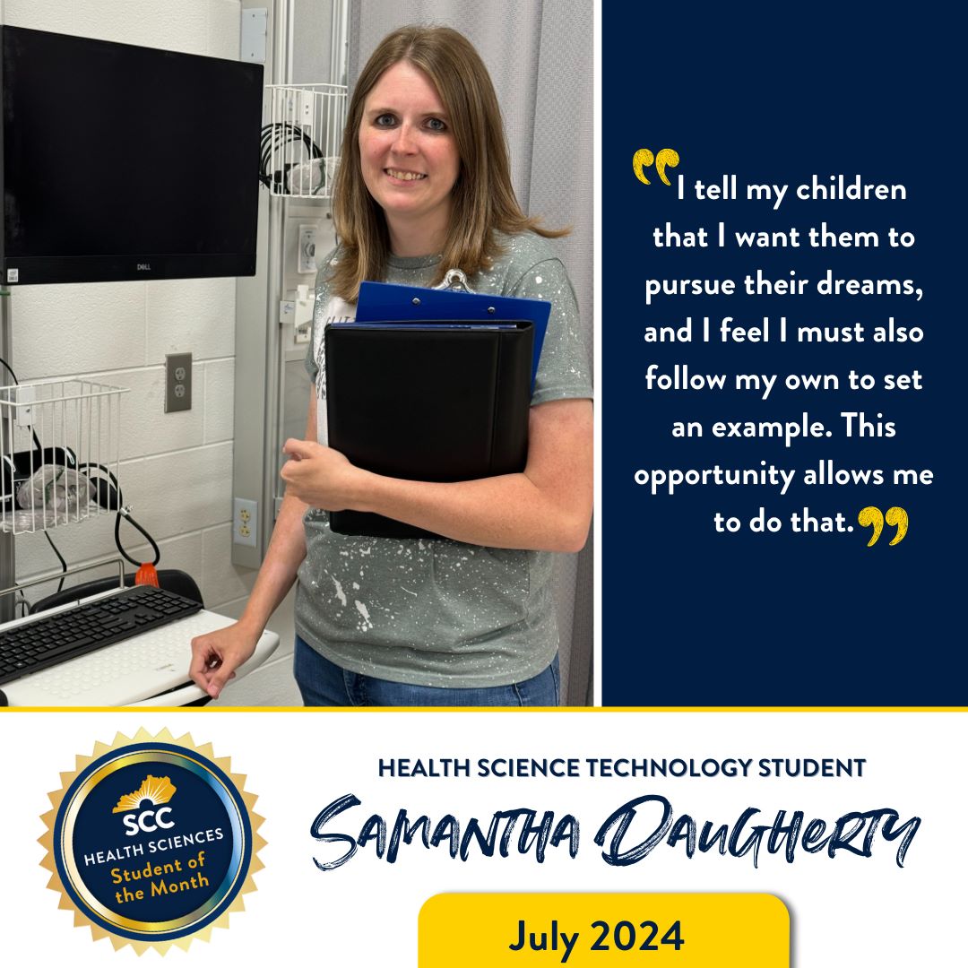 Health Sciences Student of the Month for July 2024: Samantha Daugherty, HST Student with a quote (within article)