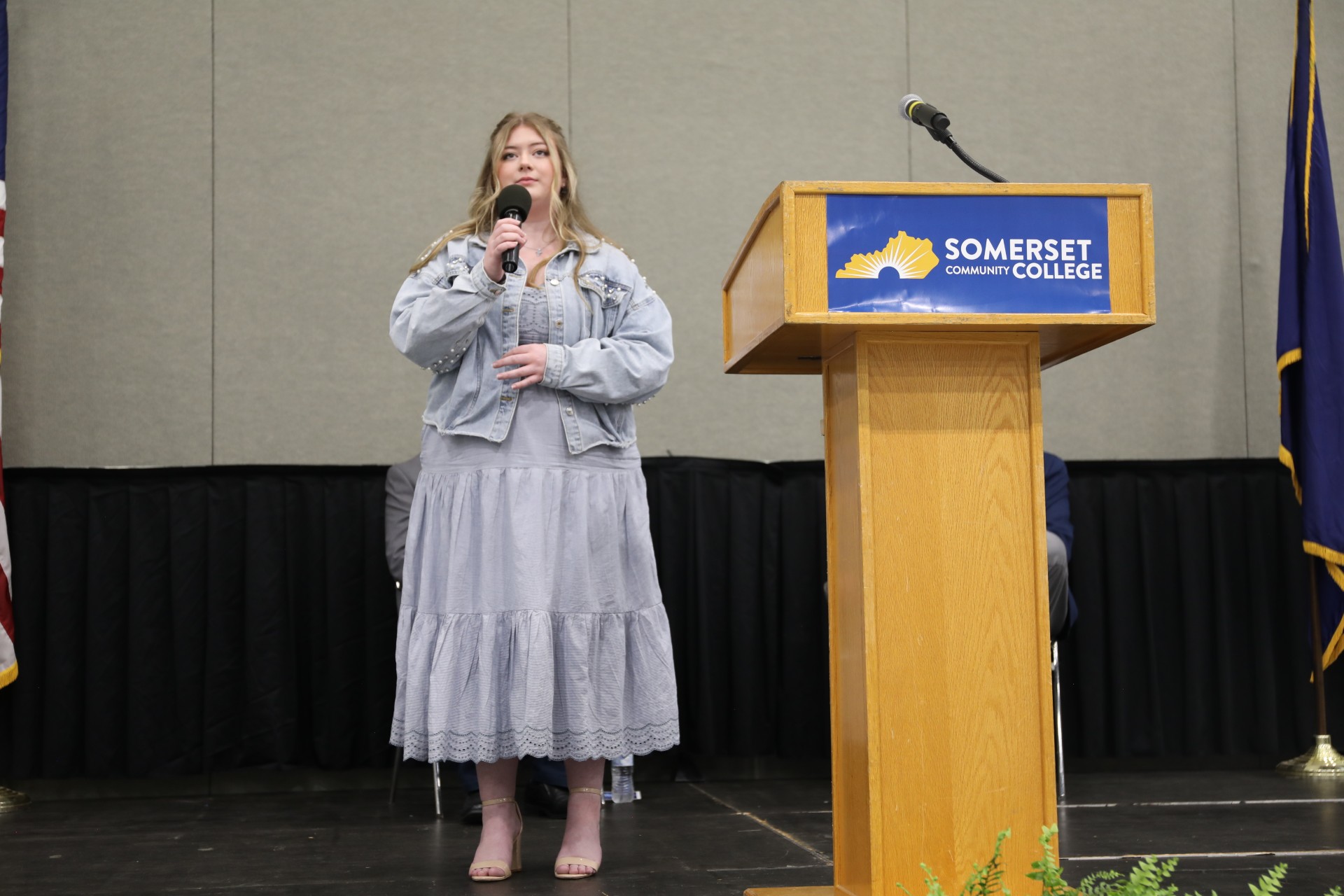 SCC cosmetology student Audrey Orr performs “You Raise Me Up” to close out the evening ceremony.