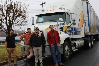 group of CDL students in front of the SCC CDL practice truck