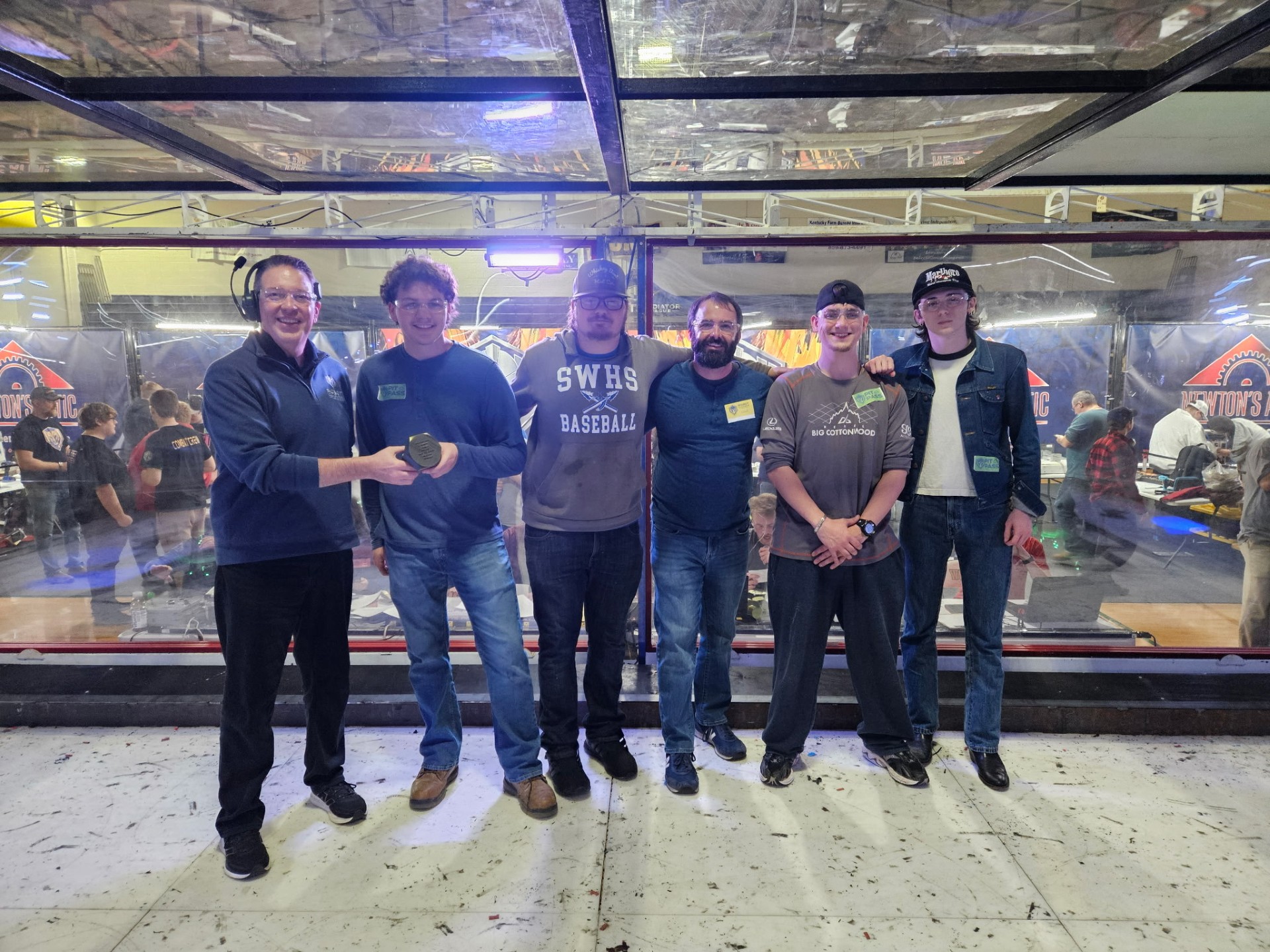 SCC Robot Gladiator League team with coaches