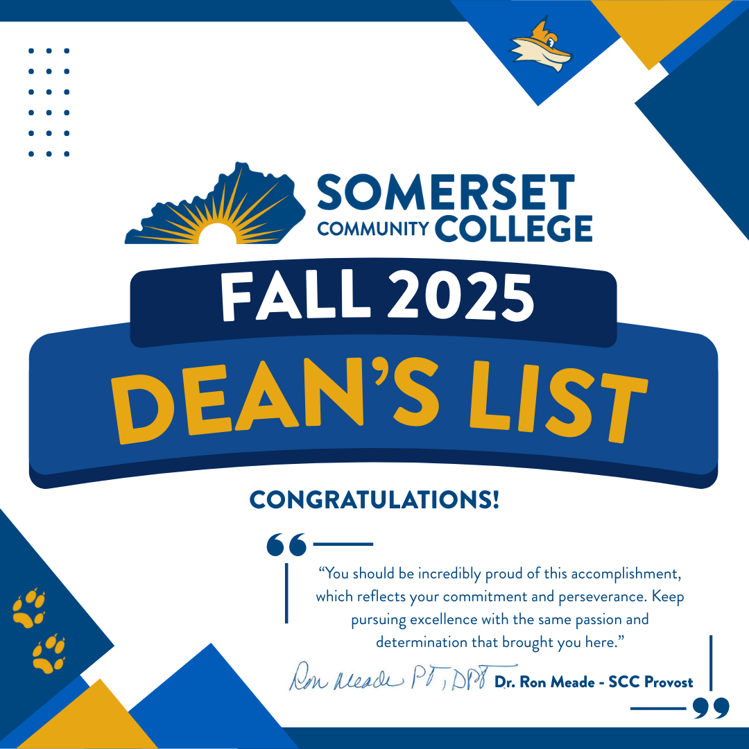 SCC Dean's List for Fall 2025 Congratulations! 