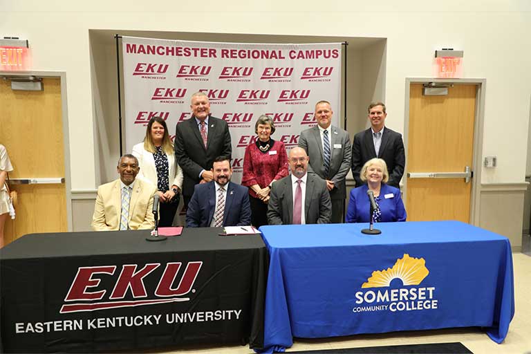 EKU and SCC officials announced an agreement to provide an ADN Nursing program at the EKU campus in Manchester, KY. Governor Andy Beshear and Dr. Aaron Thompson, Kentucky Council on Postsecondary Education President were also present to share their support and backing of this partnership.