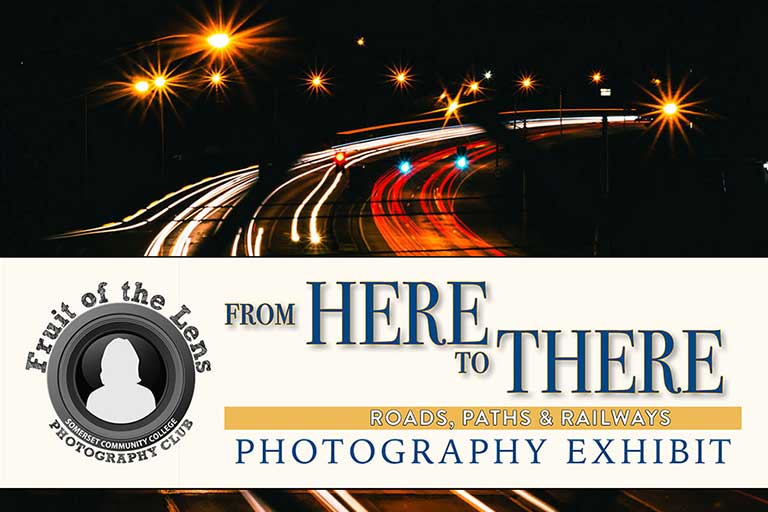 SCC student Enrique Clark’s time-lapse image of vehicles at night is one of dozens of photos in Fruit of the Lens photography club’s “From Here to There” exhibit. 