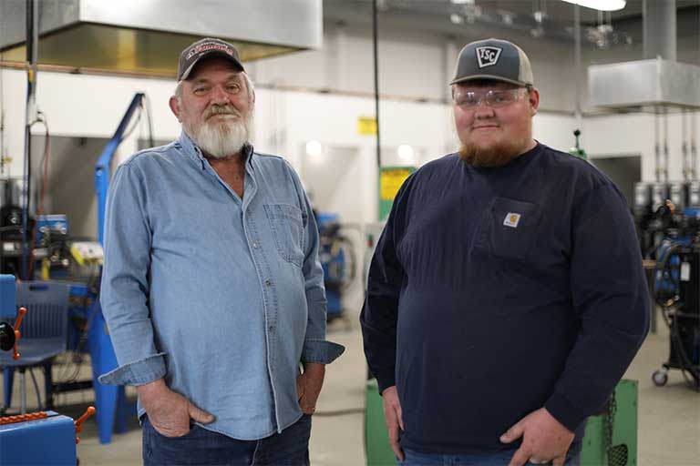 Freddie Roy and his 21-year-old grandson, Kaleb Roy, are both students at Lake Cumberland Regional College and Workforce Center taking welding classes with Somerset Community College.